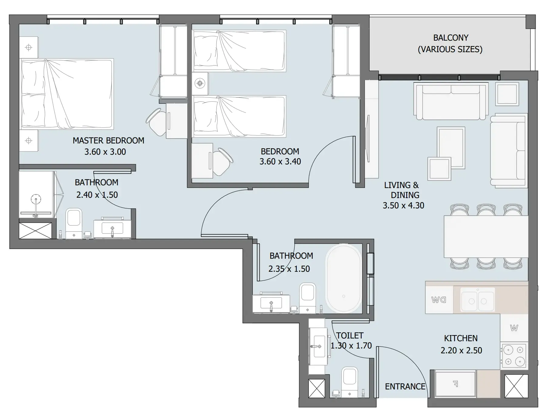 2 bedroom Apartments floor plan at Verdana III