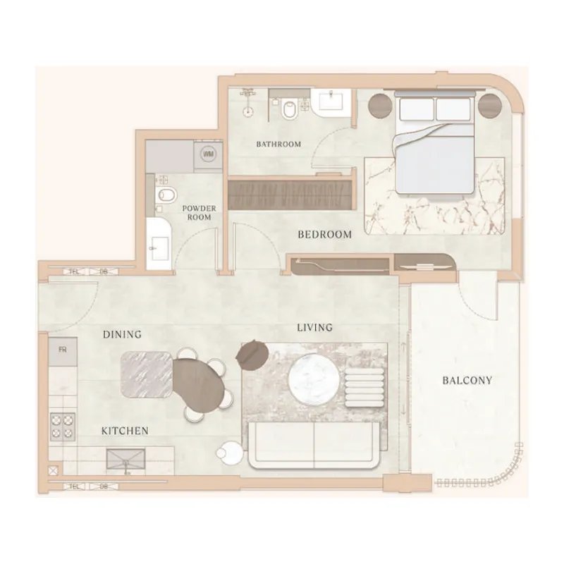 1 bedroom Apartments floor plan at La Vue by MAAIA