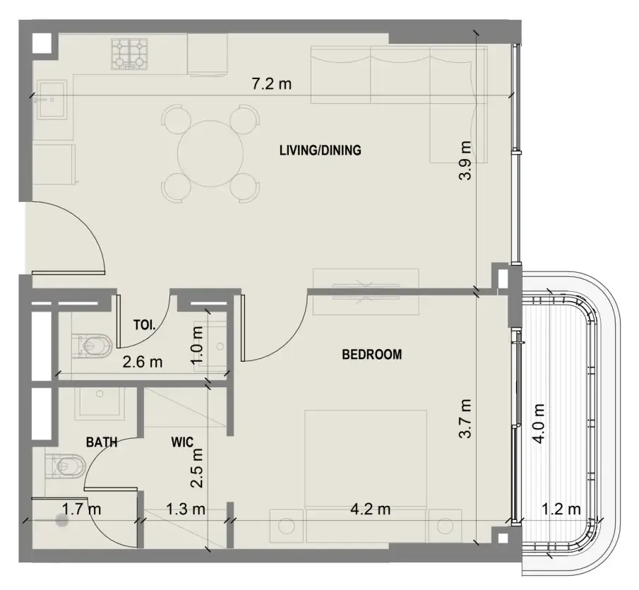 1 bedroom Apartments floor plan at Blue Marina Residence