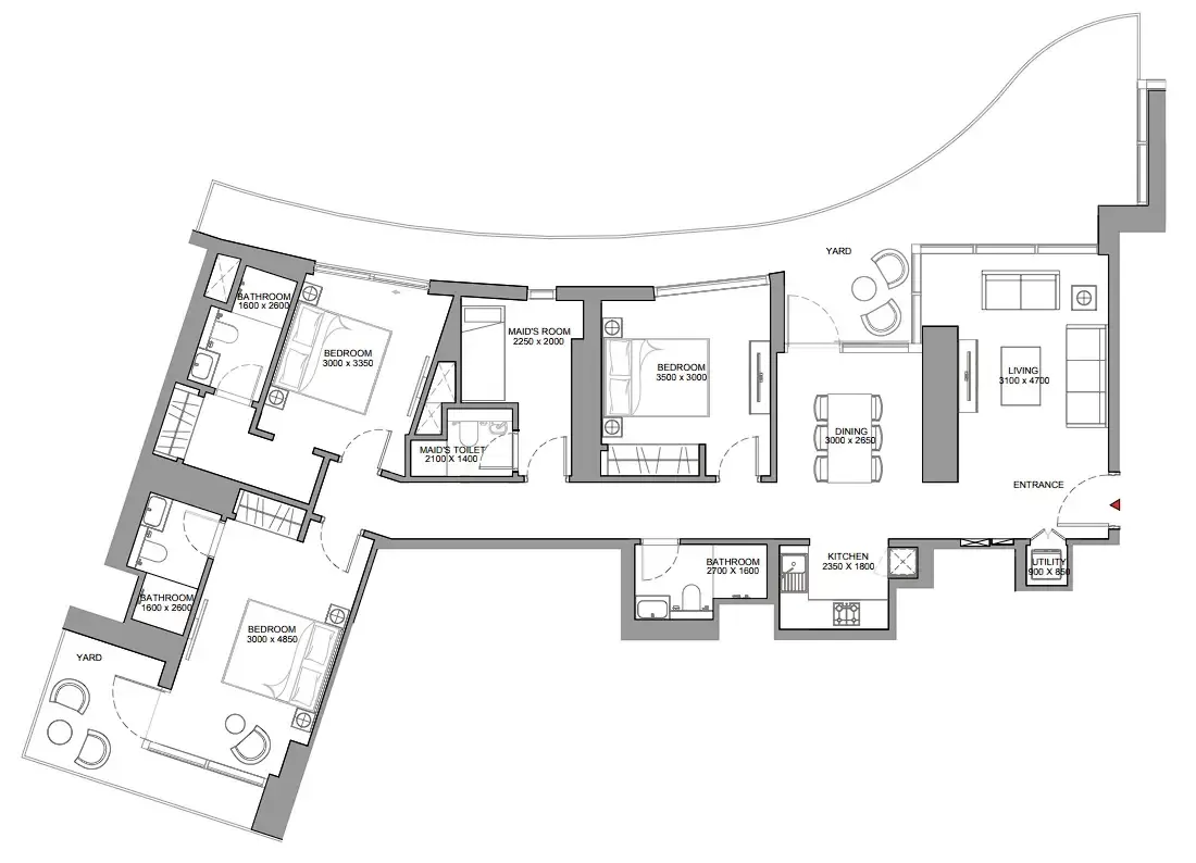 3 bedroom Apartments floor plan at Skyscape