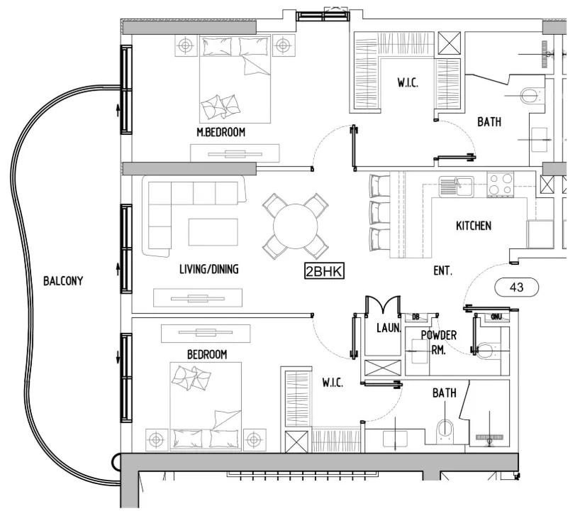 2 bedroom Apartments floor plan at Damac Lagoons Views Phase 3