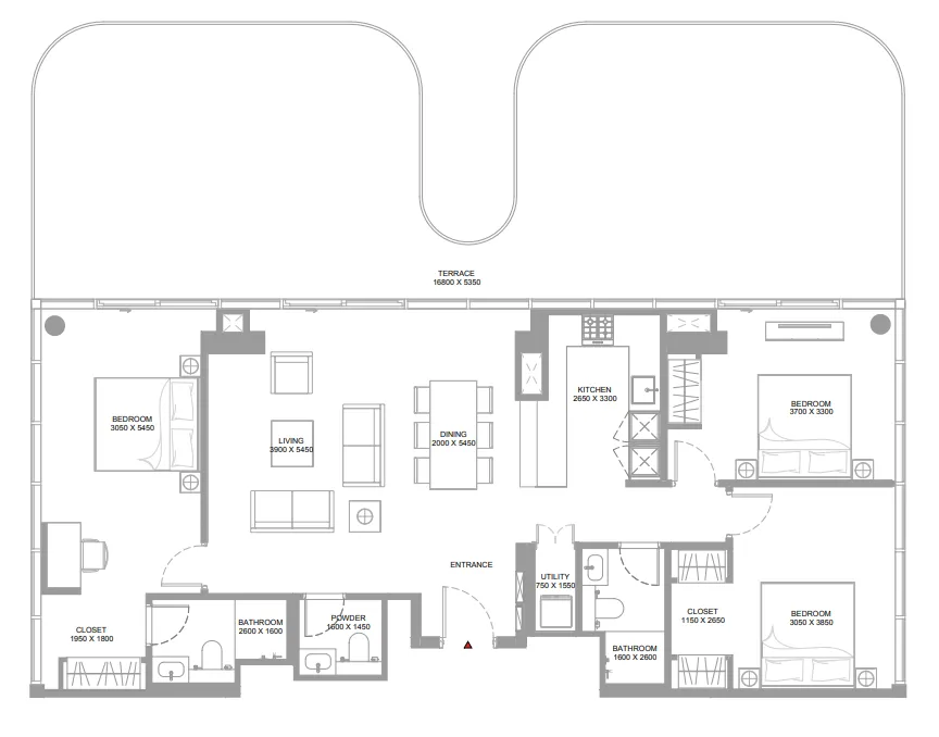 3 bedroom Apartments floor plan at Pearlside Marina Residences