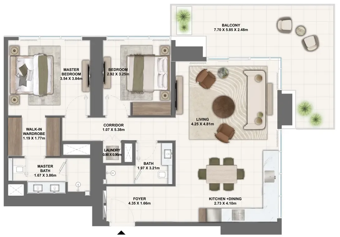 2 bedroom Apartments floor plan at Silva Dubai Creek Harbour