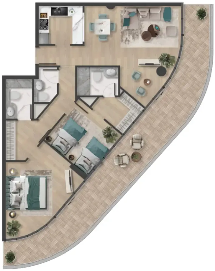 2 bedroom Apartments floor plan at Pelagia