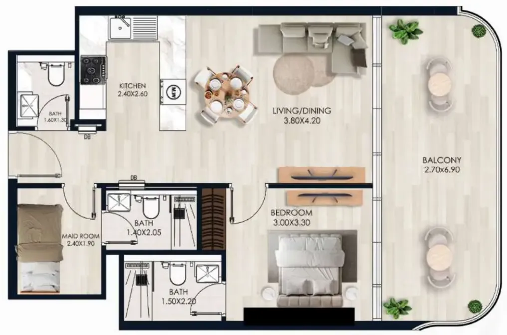 1.5 bedroom Apartments floor plan at Sera Gardens by Vision