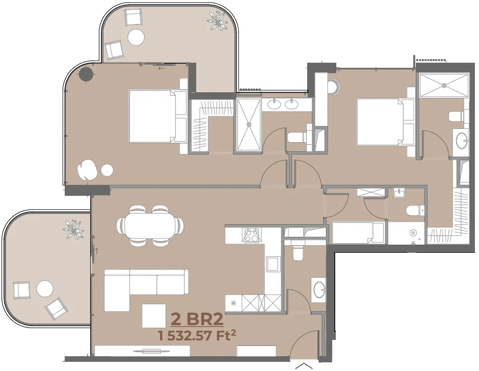 2.5 bedroom Apartments floor plan at House of WELL