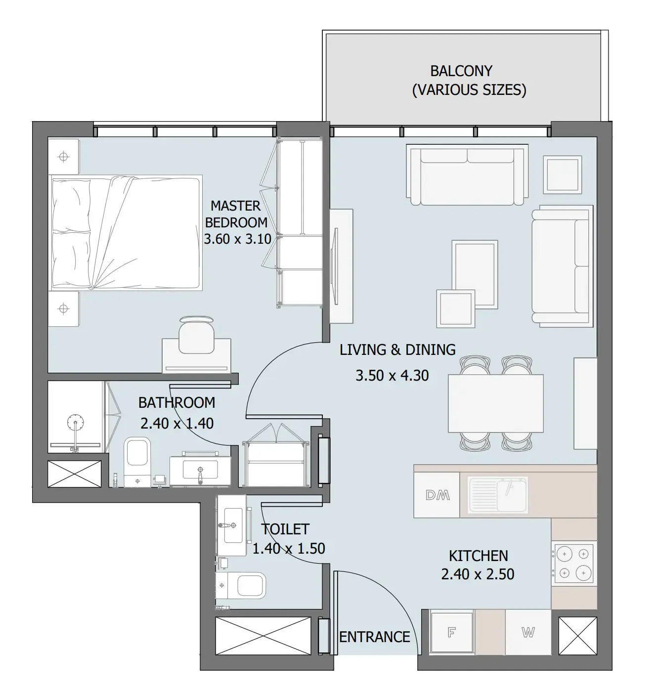 1 bedroom Apartments floor plan at Verdana III