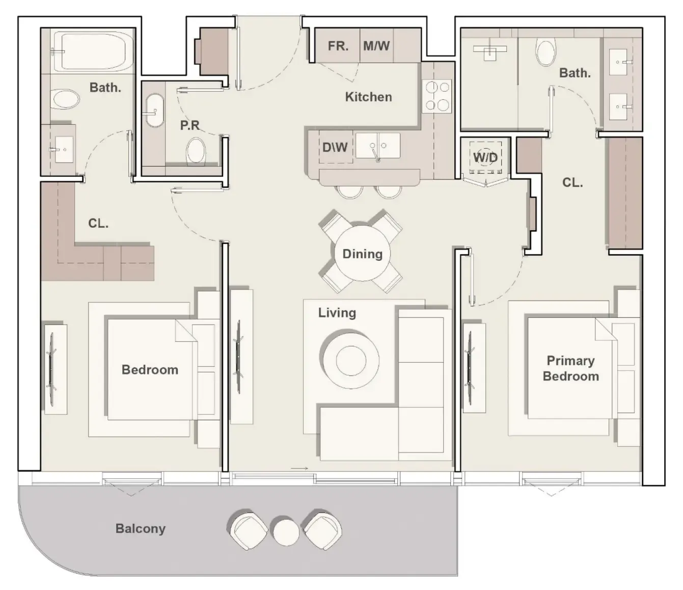 2 bedroom Apartments floor plan at Costa Mare