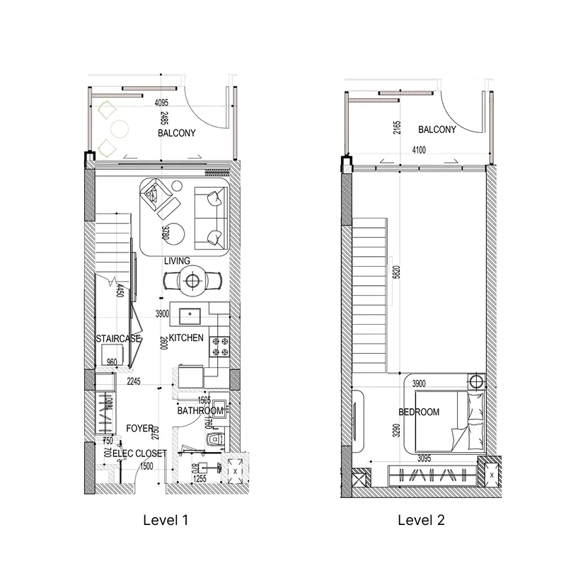 1 bedroom Duplex floor plan at Naseem Al Jurf