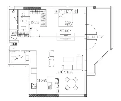1 bedroom Apartments floor plan at Damac Riverside Views