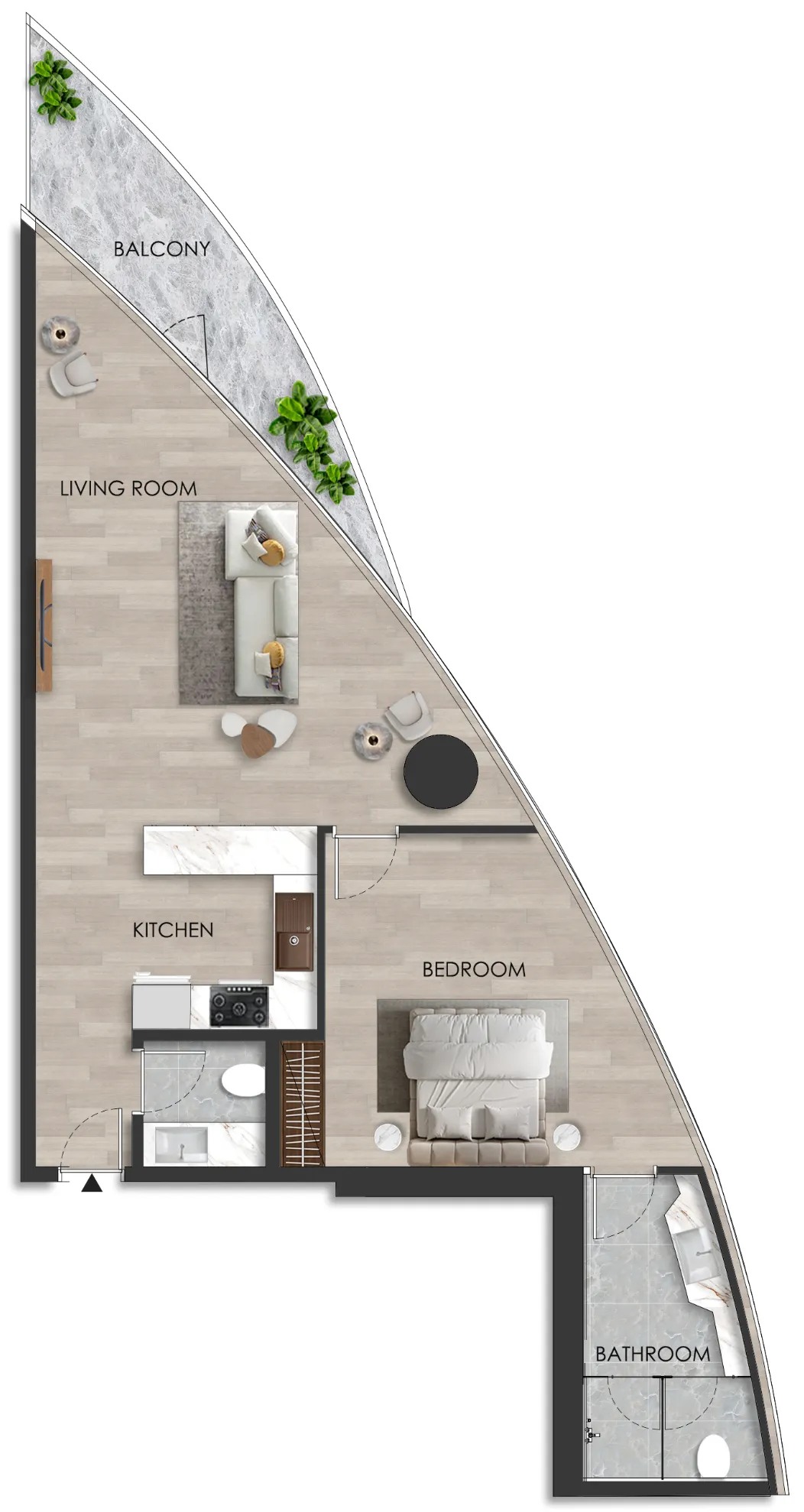 1 bedroom Apartments floor plan at The Beach Residence
