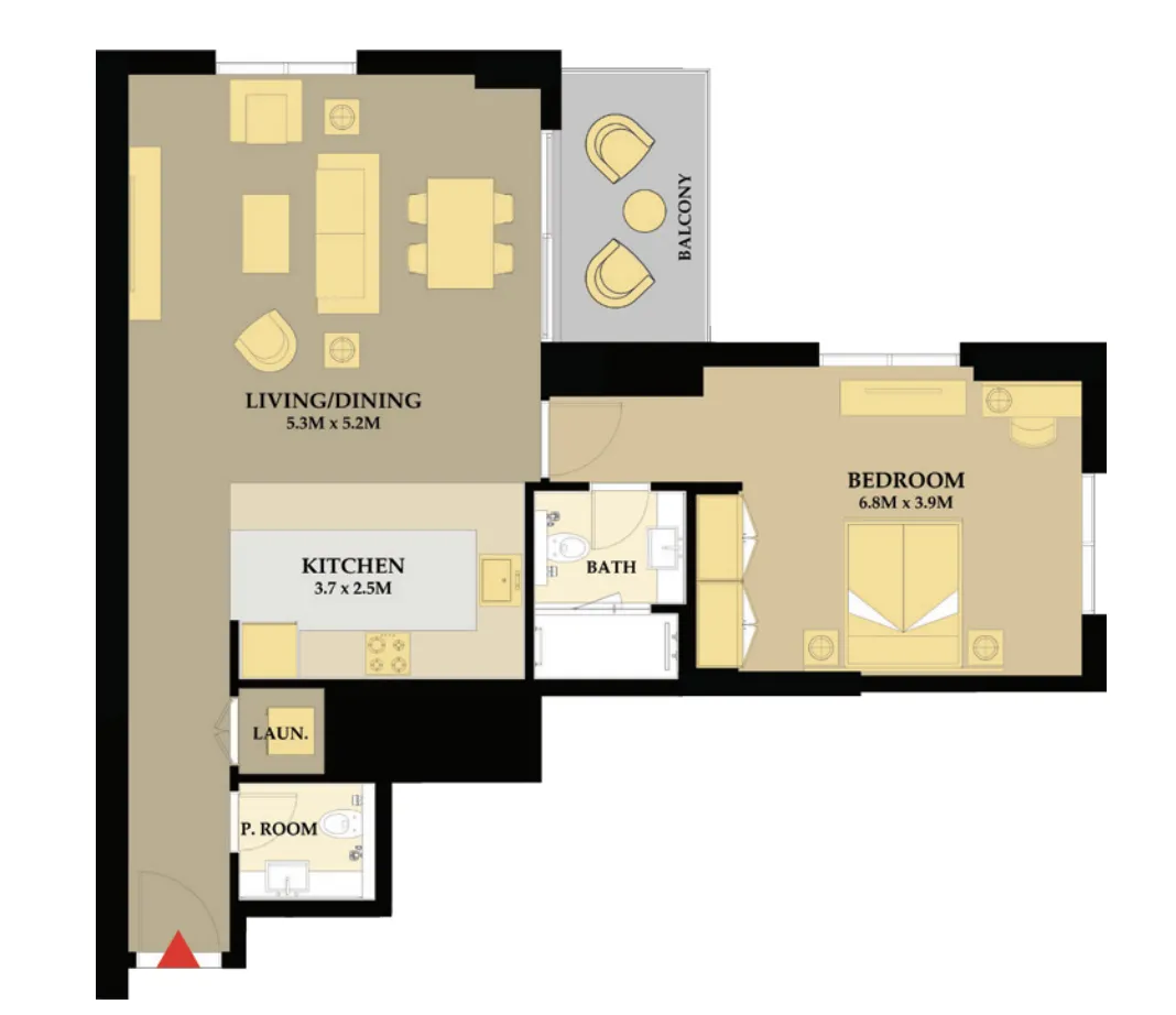1 bedroom Apartments floor plan at Riva Residence