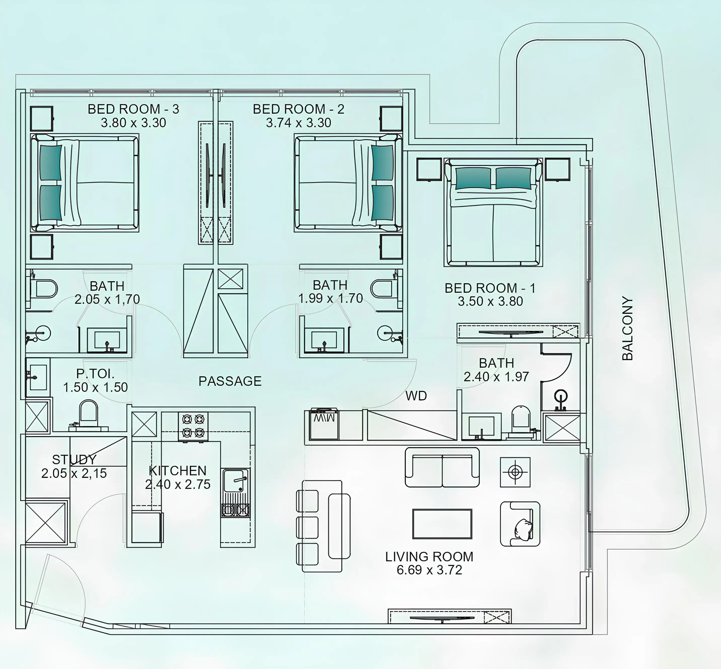 3.5 bedroom Apartments floor plan at Floarea Breeze
