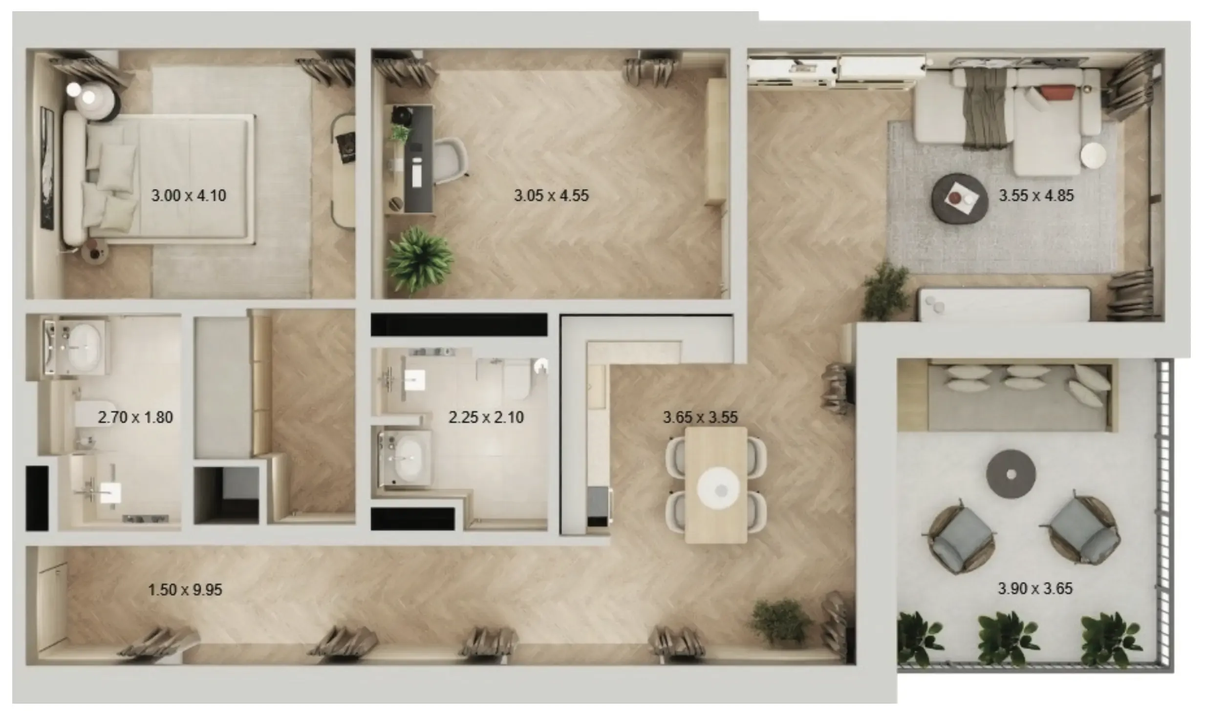 1 bedroom Apartments floor plan at Arisha Terraces