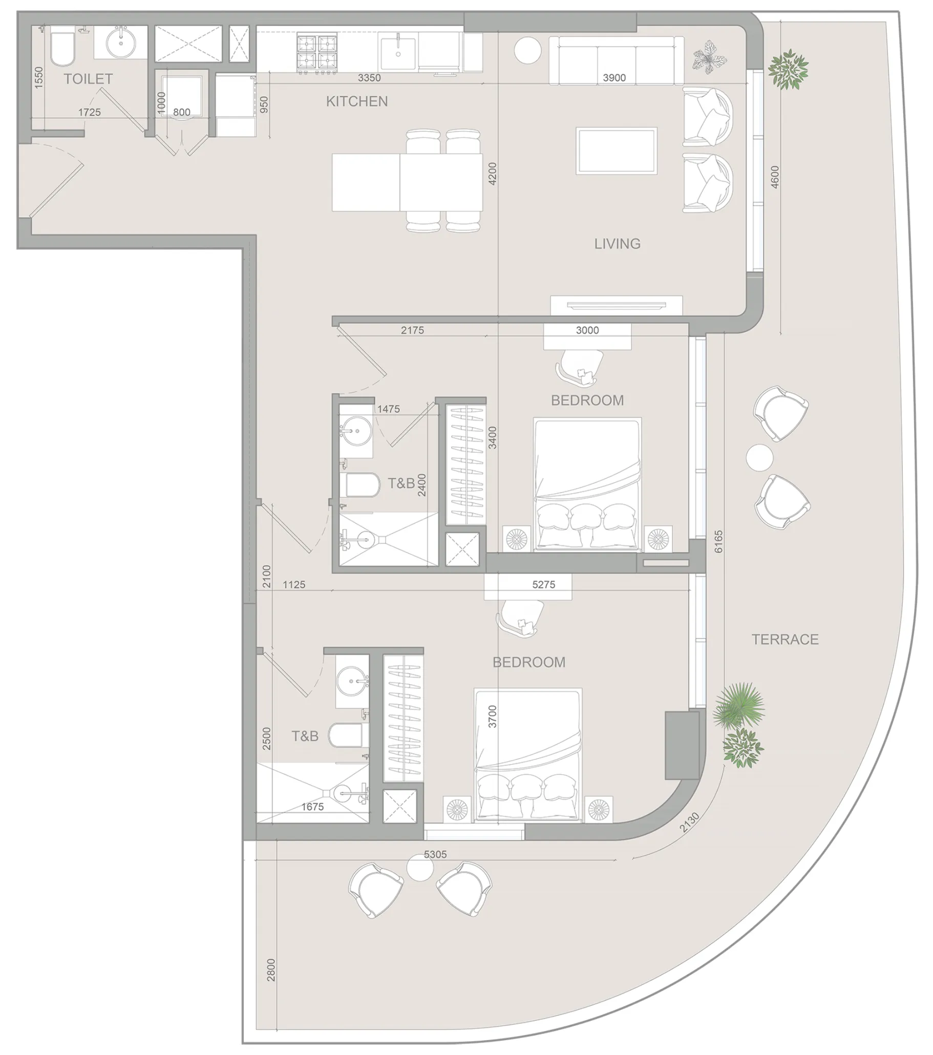 2 bedroom Apartments floor plan at S1LV1ANA Park