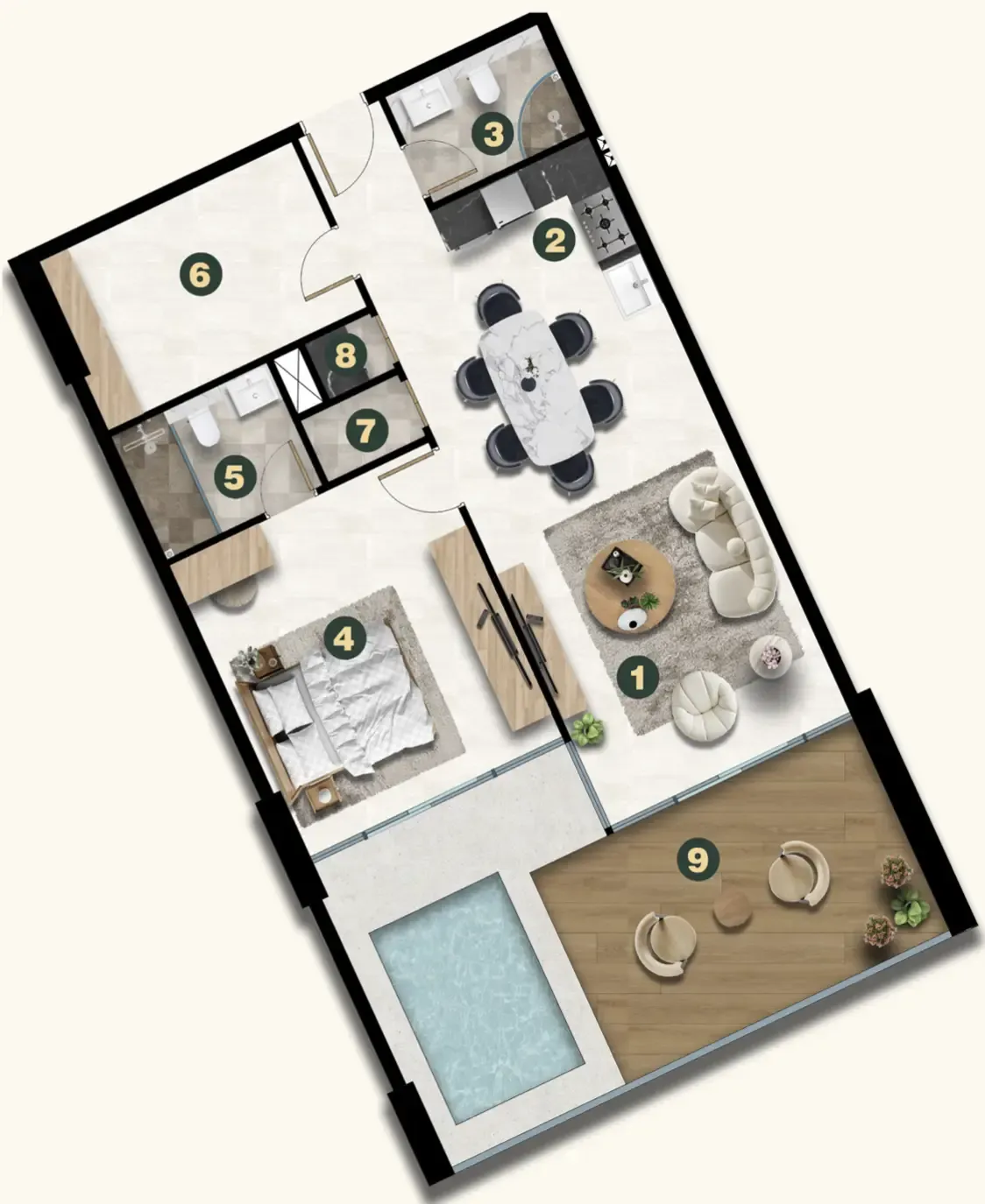 1 bedroom Apartments floor plan at Golf Terrace Residences