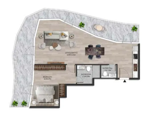 1 bedroom Apartments floor plan at The Beach House