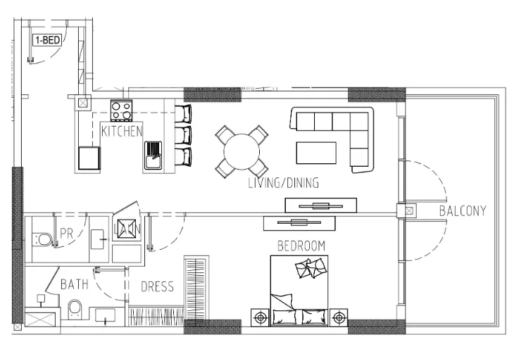1 bedroom Apartments floor plan at Damac Riverside Views