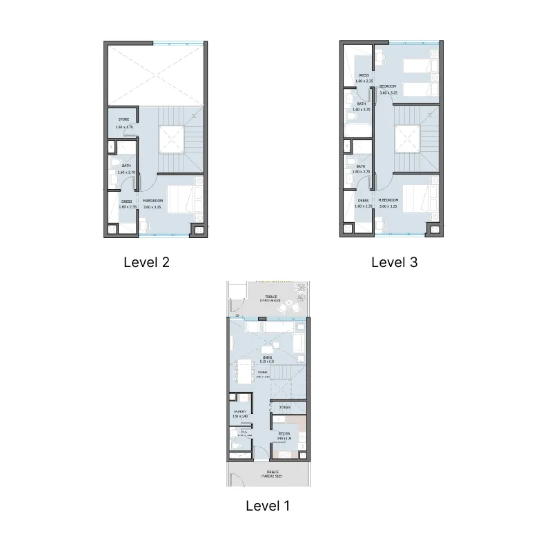3 bedroom Townhouse floor plan at Sila