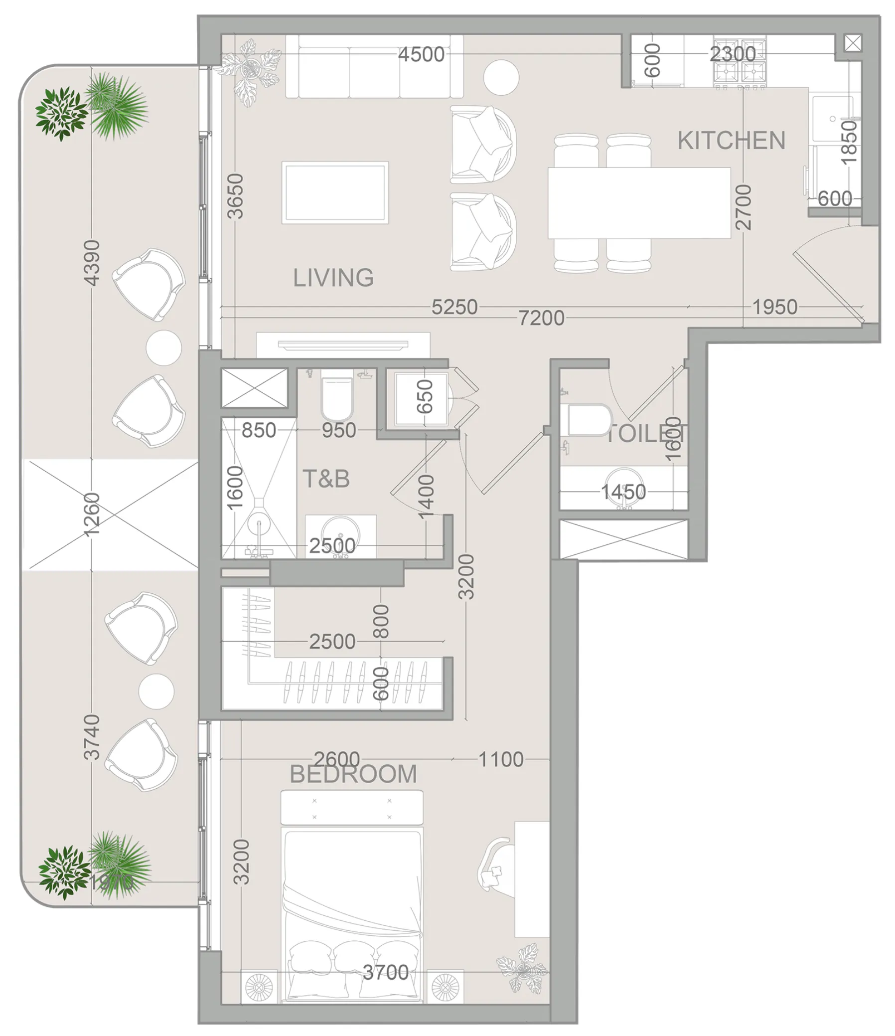 1 bedroom Apartments floor plan at TETR1S Tower
