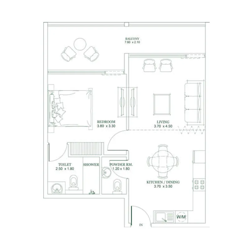 1 bedroom Apartments floor plan at Opalz