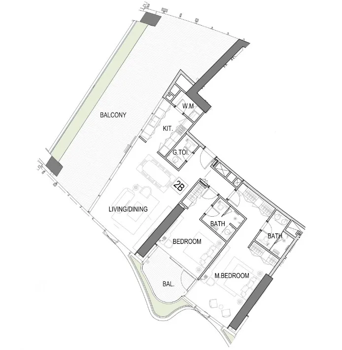 2 bedroom Apartments floor plan at Safa One de Grisogono
