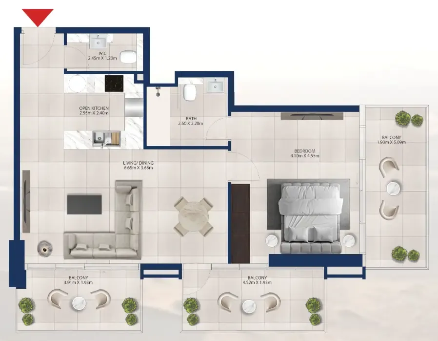 1 bedroom Apartments floor plan at Al Vista