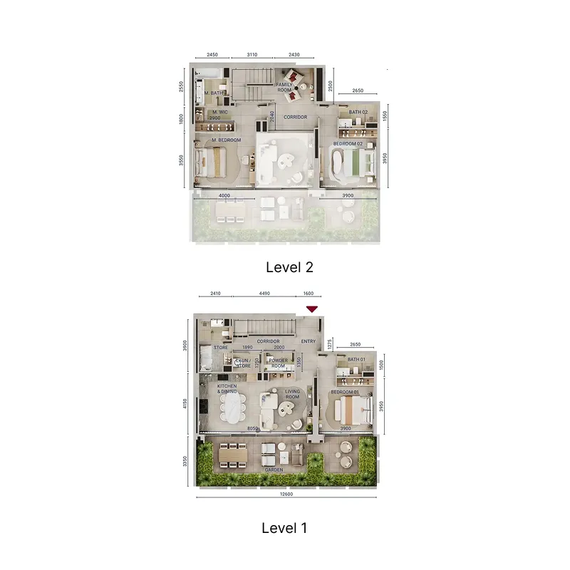3 bedroom Duplex floor plan at Mirdad