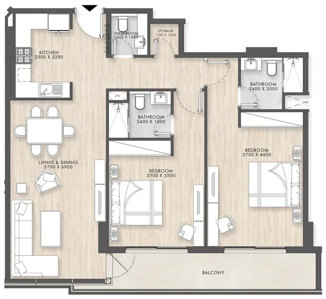 2 bedroom Apartments floor plan at Capital Horizon Terraces