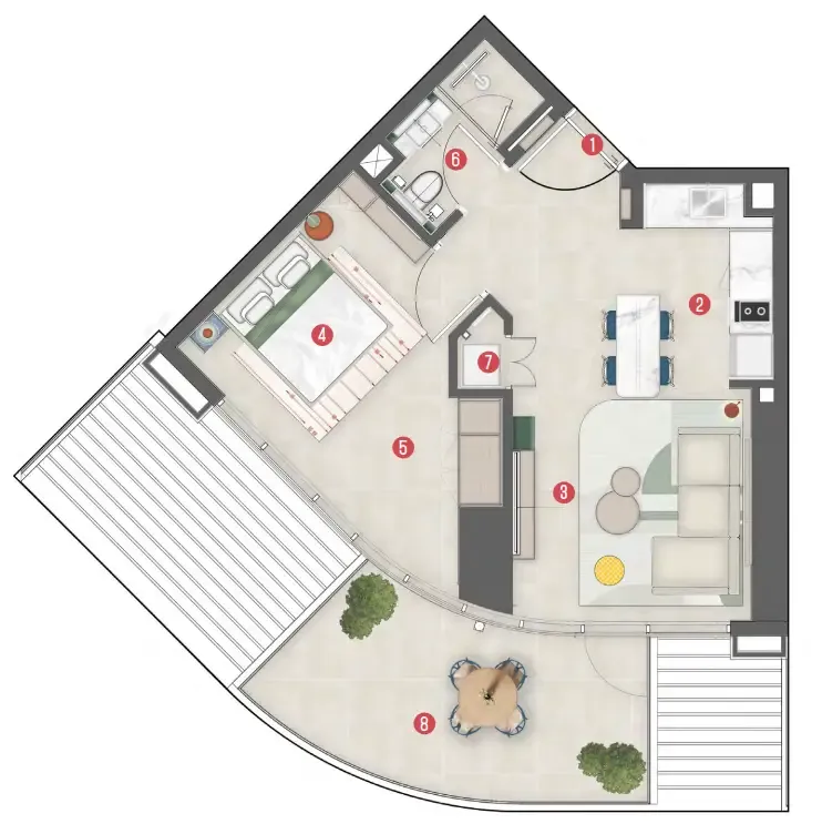 1 bedroom Apartments floor plan at Rove Home Meydan Horizon
