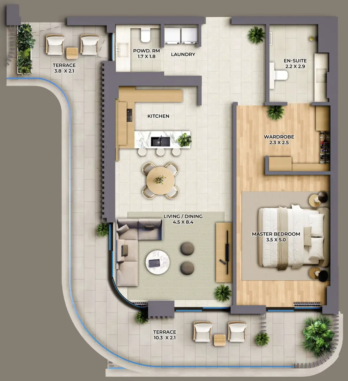 1 bedroom Apartments floor plan at The Cape