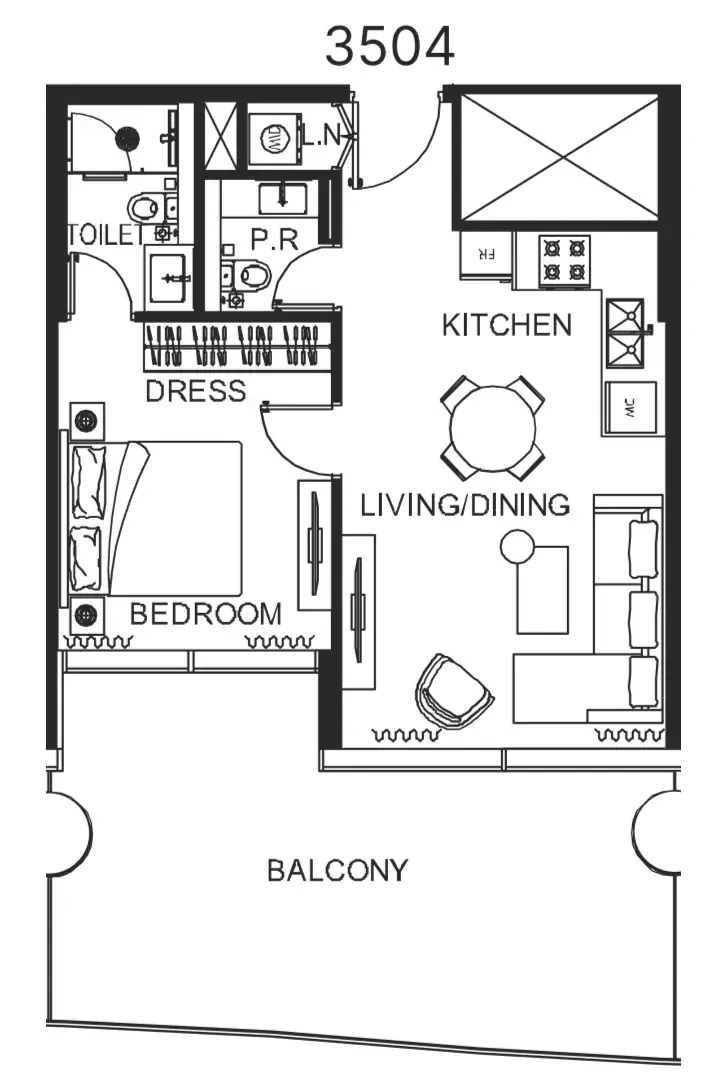 1 bedroom Apartments floor plan at The WOW Tower
