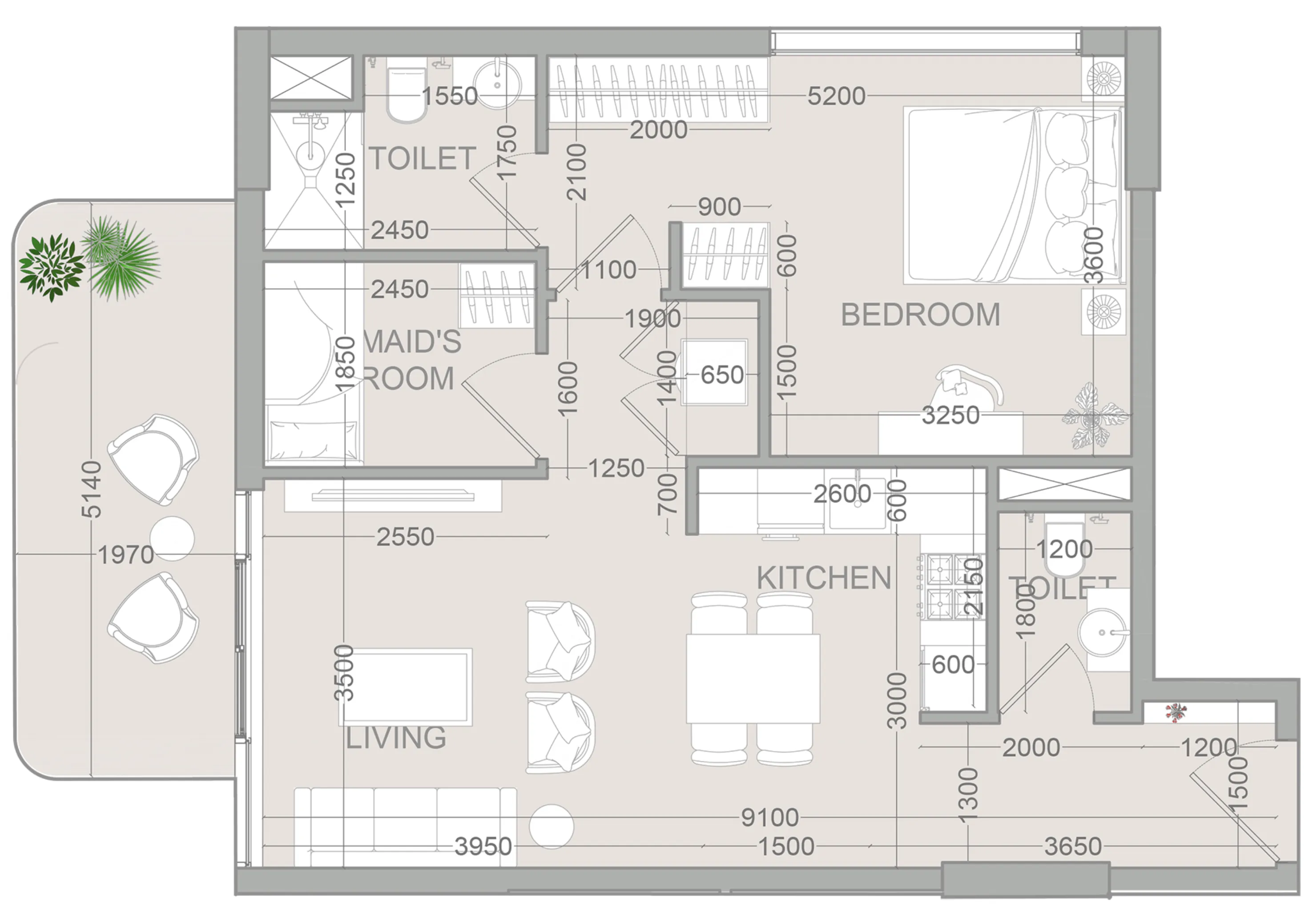 1.5 bedroom Apartments floor plan at TETR1S Tower