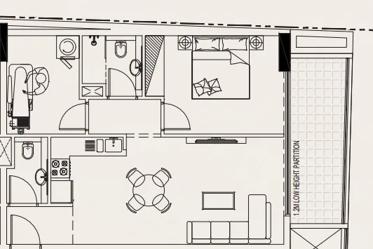 1.5 bedroom Apartments floor plan at Casa Vista Residence