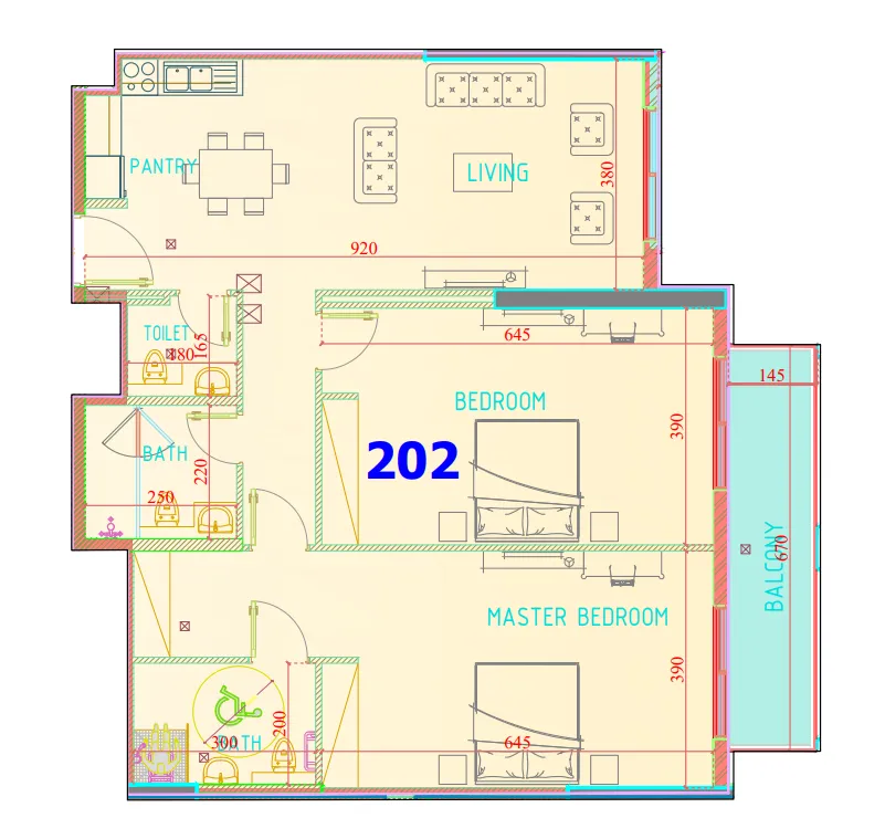 2 bedroom Apartments floor plan at Carmel Residence