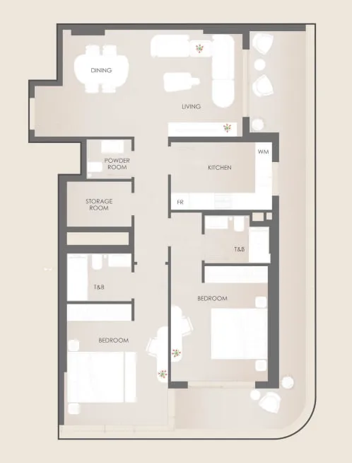 2 bedroom Apartments floor plan at Lunara Residence