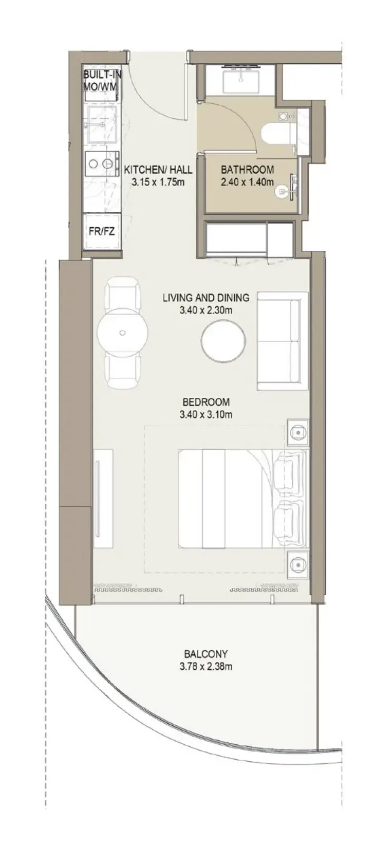 0 bedroom Apartments floor plan at Laguna Residence