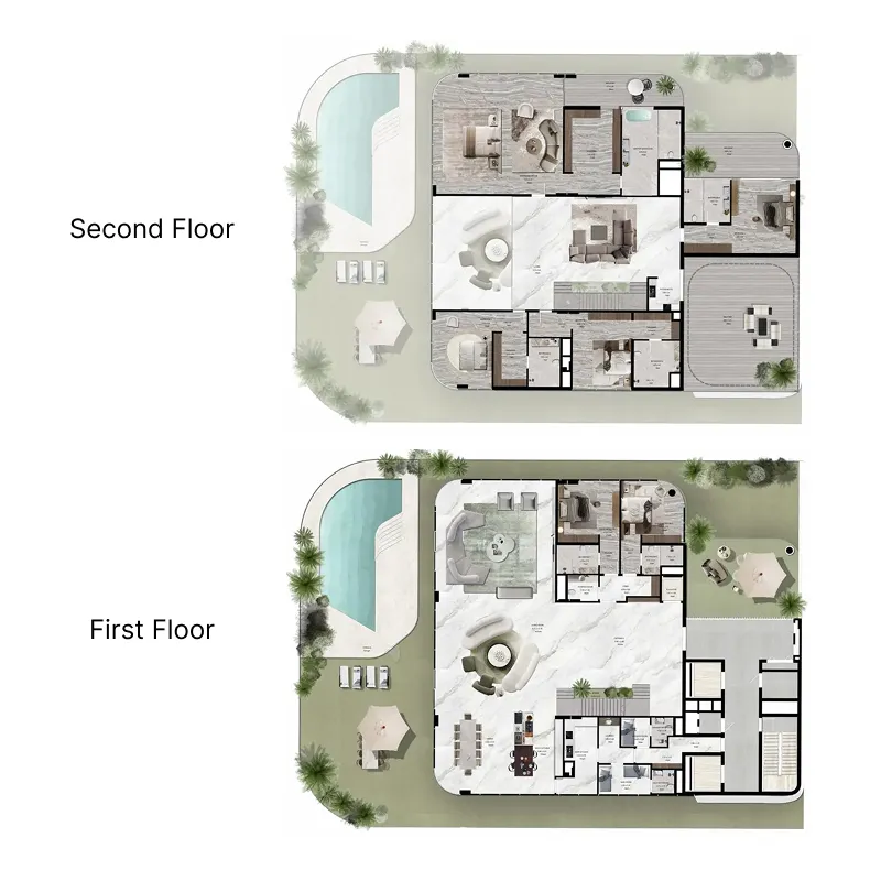 6 bedroom Penthouse floor plan at Jacob and Co Beachfront Living