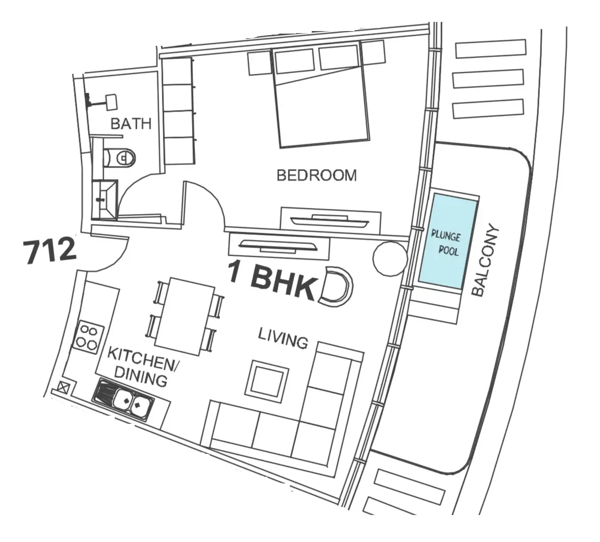 1 bedroom Apartments floor plan at Villa Del Garda