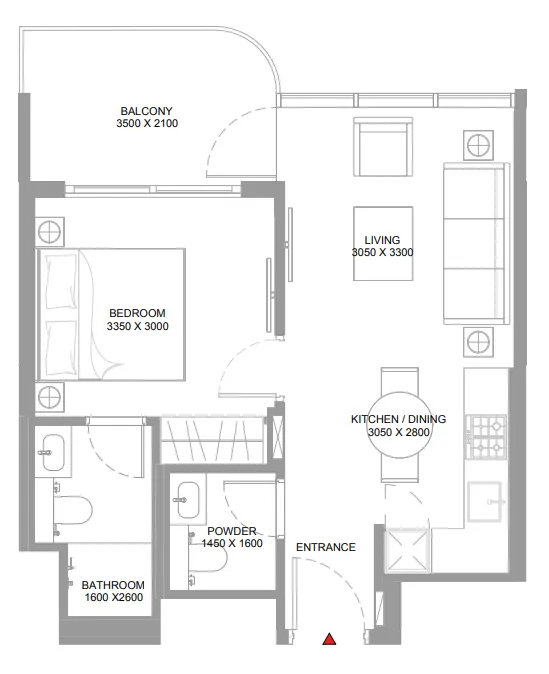 1 bedroom Apartments floor plan at Pierside Marina Residences