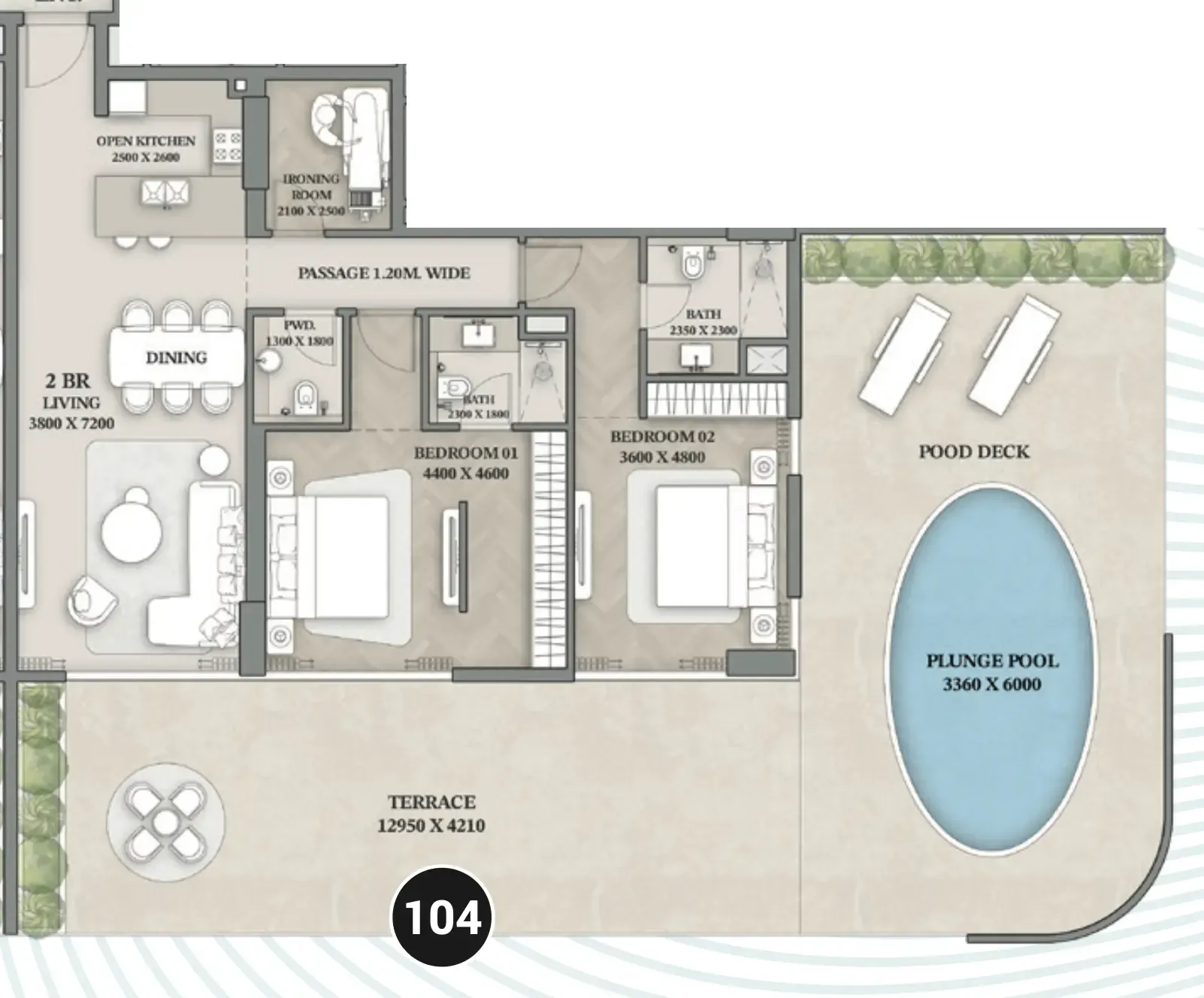 2.5 bedroom Apartments floor plan at Wellington Ocean Walk