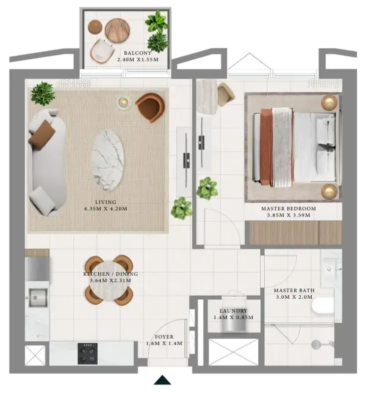 1 bedroom Apartments floor plan at Hillsedge