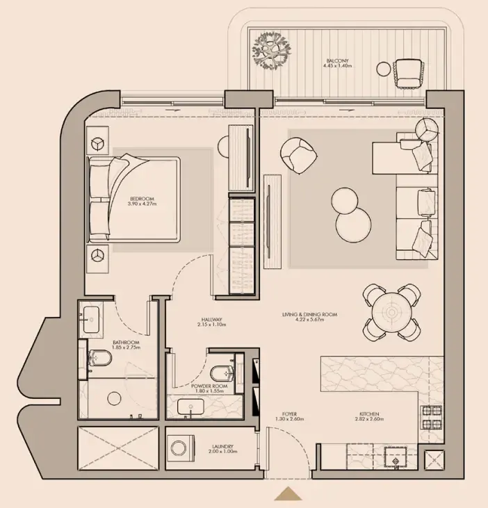 1 bedroom Apartments floor plan at Nourelle