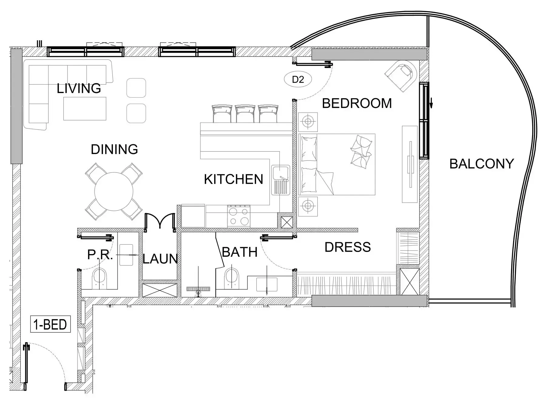 1 bedroom Apartments floor plan at Valencia