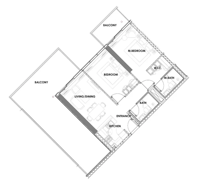 2 bedroom Apartments floor plan at Golf Greens