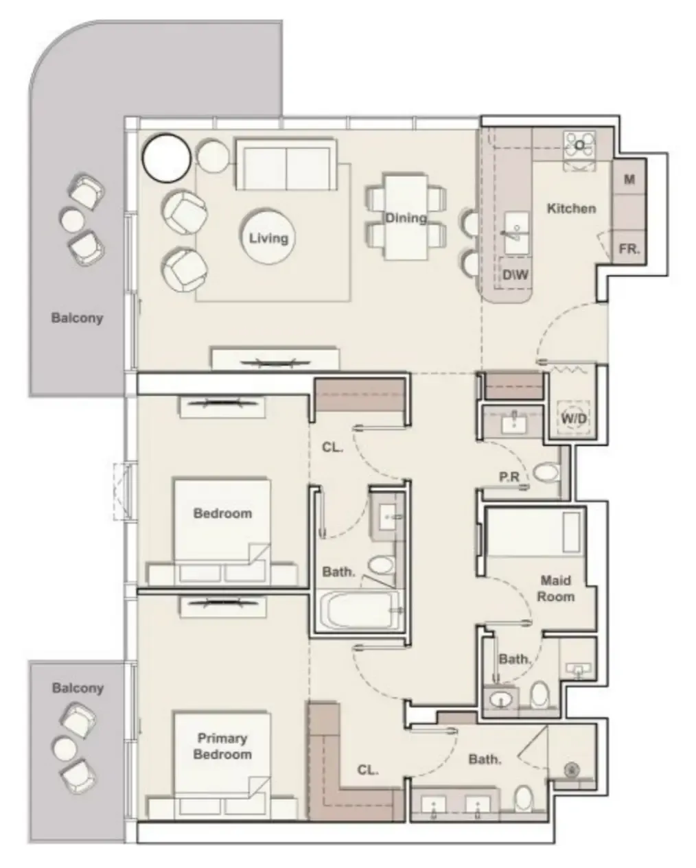 2 bedroom Apartments floor plan at The Meriva Collection