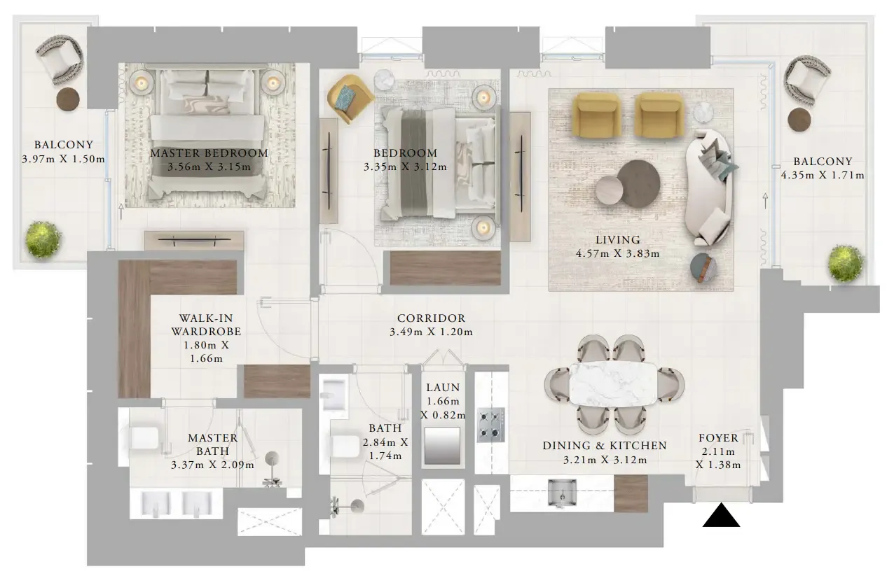 2 bedroom Apartments floor plan at Creek Haven