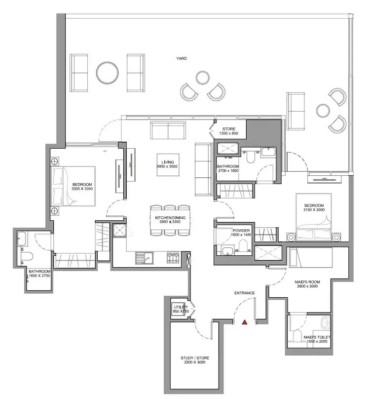 2 bedroom Apartments floor plan at Skyscape
