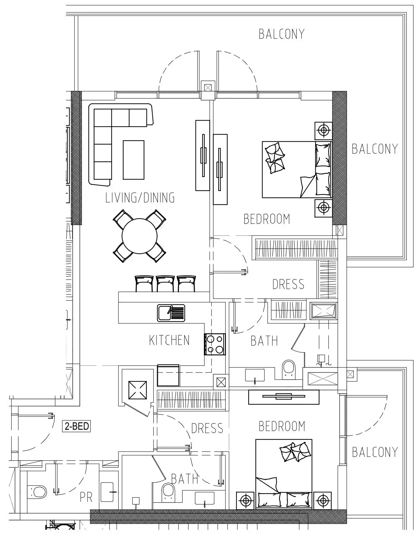 2 bedroom Apartments floor plan at Damac Riverside Views