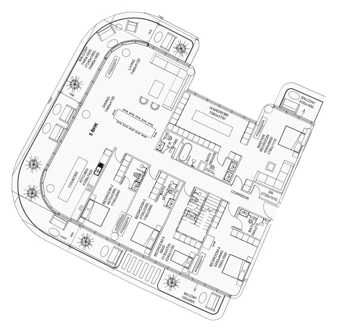 5 bedroom Penthouse floor plan at Villa Del Garda